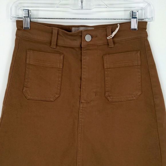 Everlane‎ Women's The Patch Pocket Skirt Size 00 Ochre - Picture 6 of 11